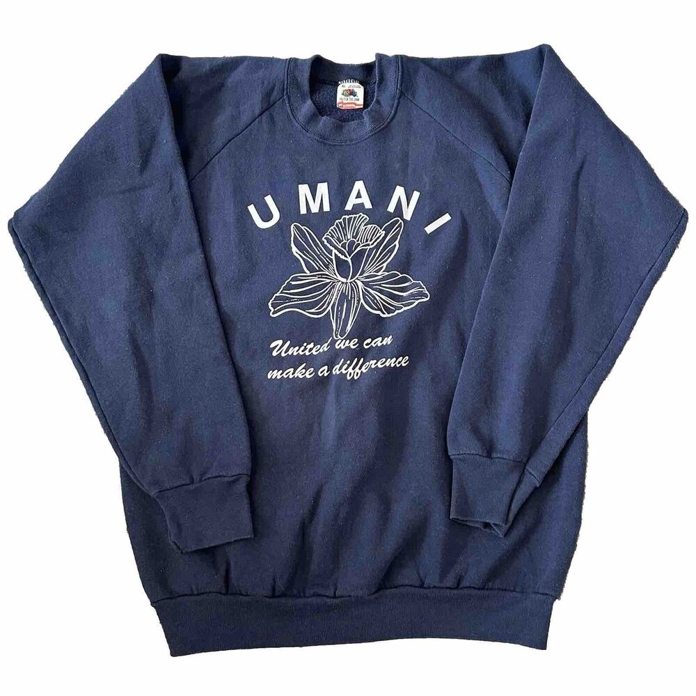 Vintage 80s 90s Floral Umani United Peace Human Crewneck Sweatshirt Size XL